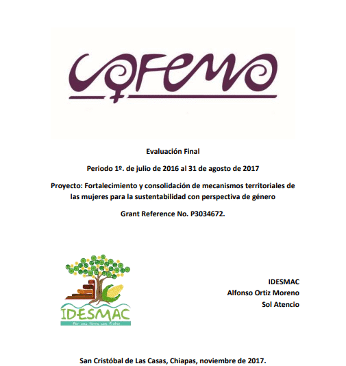 Evaluación final externa del proyecto Incremento y fortalecimiento de la incidencia territorial de las mujeres, con perspectiva de género, en cinco municipios de Los Altos de Chiapas