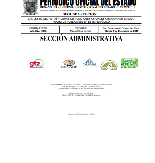 Programa de Ordenamiento Ecológico del Territorio del Municipio Calakmul, Campeche
